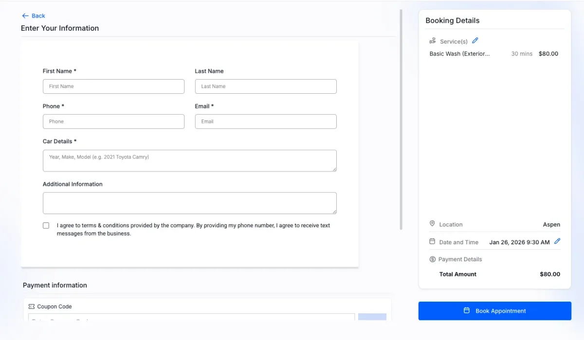 Automobile Cleaning Company (Funnel, Form & Automation), screenshot 7