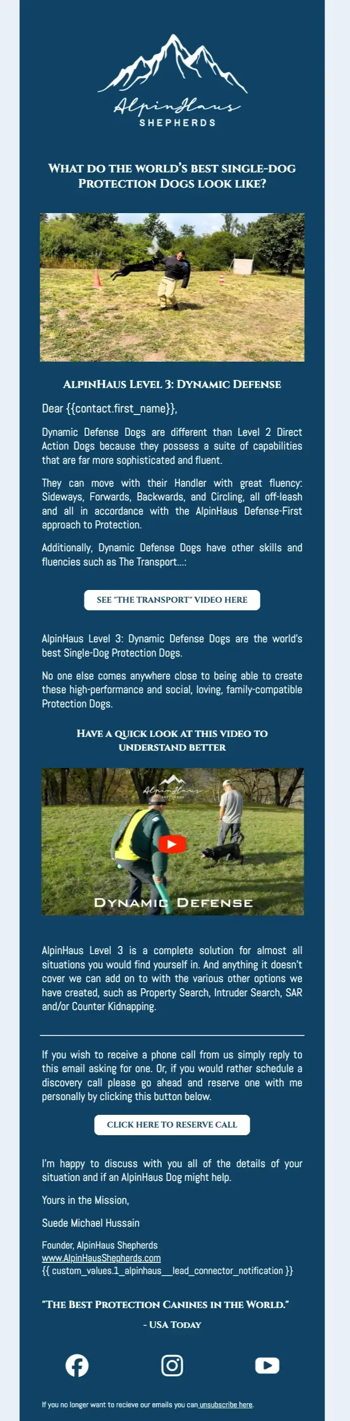 GHL Setup and Nurture Sequence for a Dog Protection Company, screenshot 1
