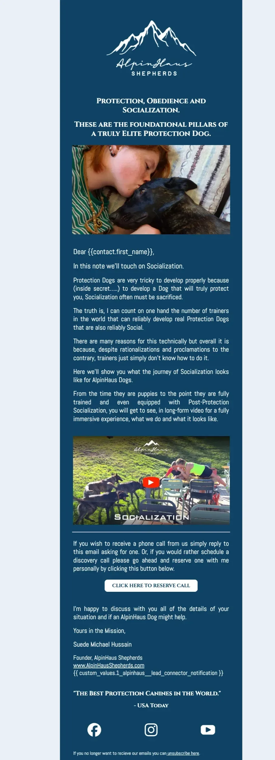 GHL Setup and Nurture Sequence for a Dog Protection Company, screenshot 3